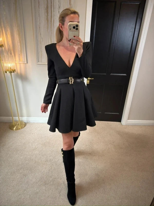 KU Spendlove Black Skater Mini Dress Small