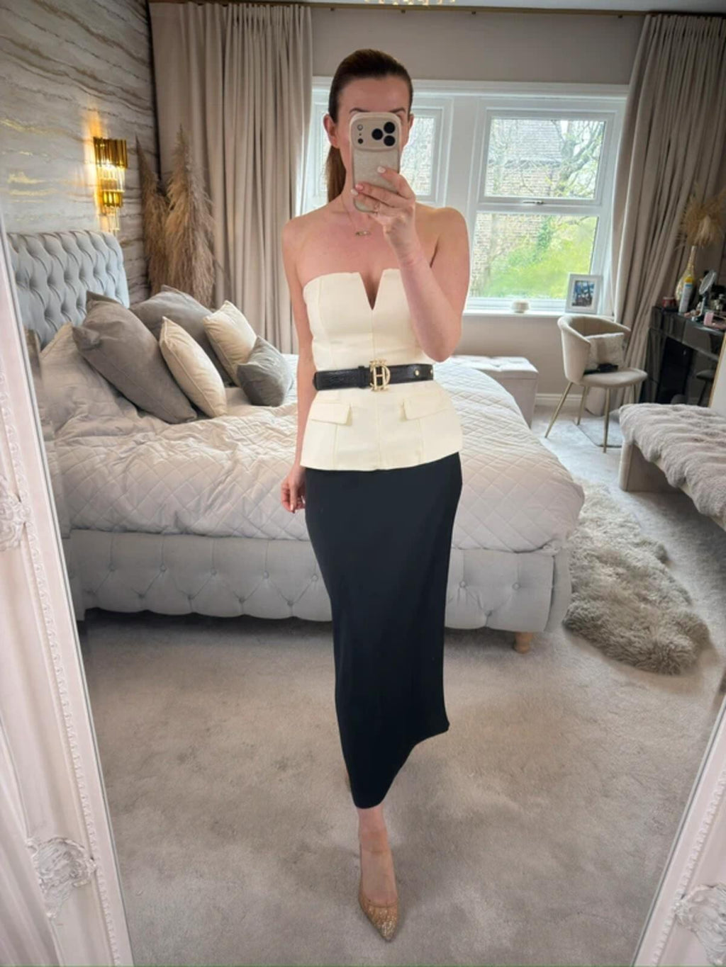 Zara Cream Strapless Top Small