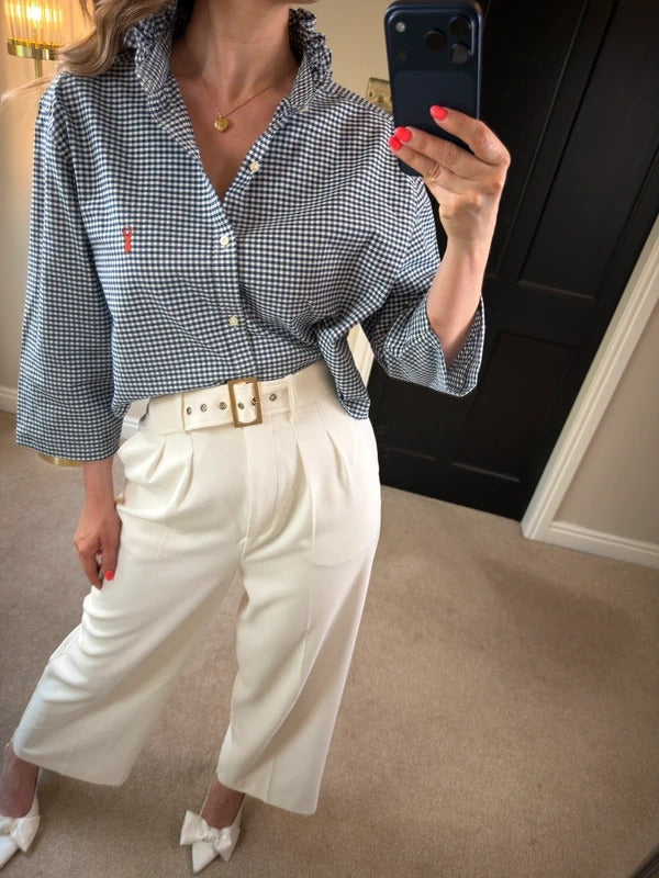 Handmade Navy & White Gingham Shirt
