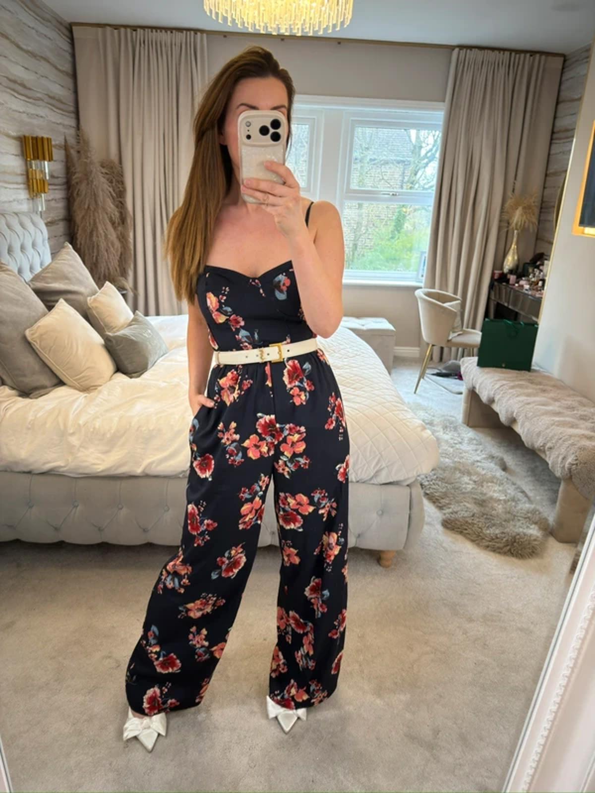 Girls On Film Navy Floral Jumpsuit XS