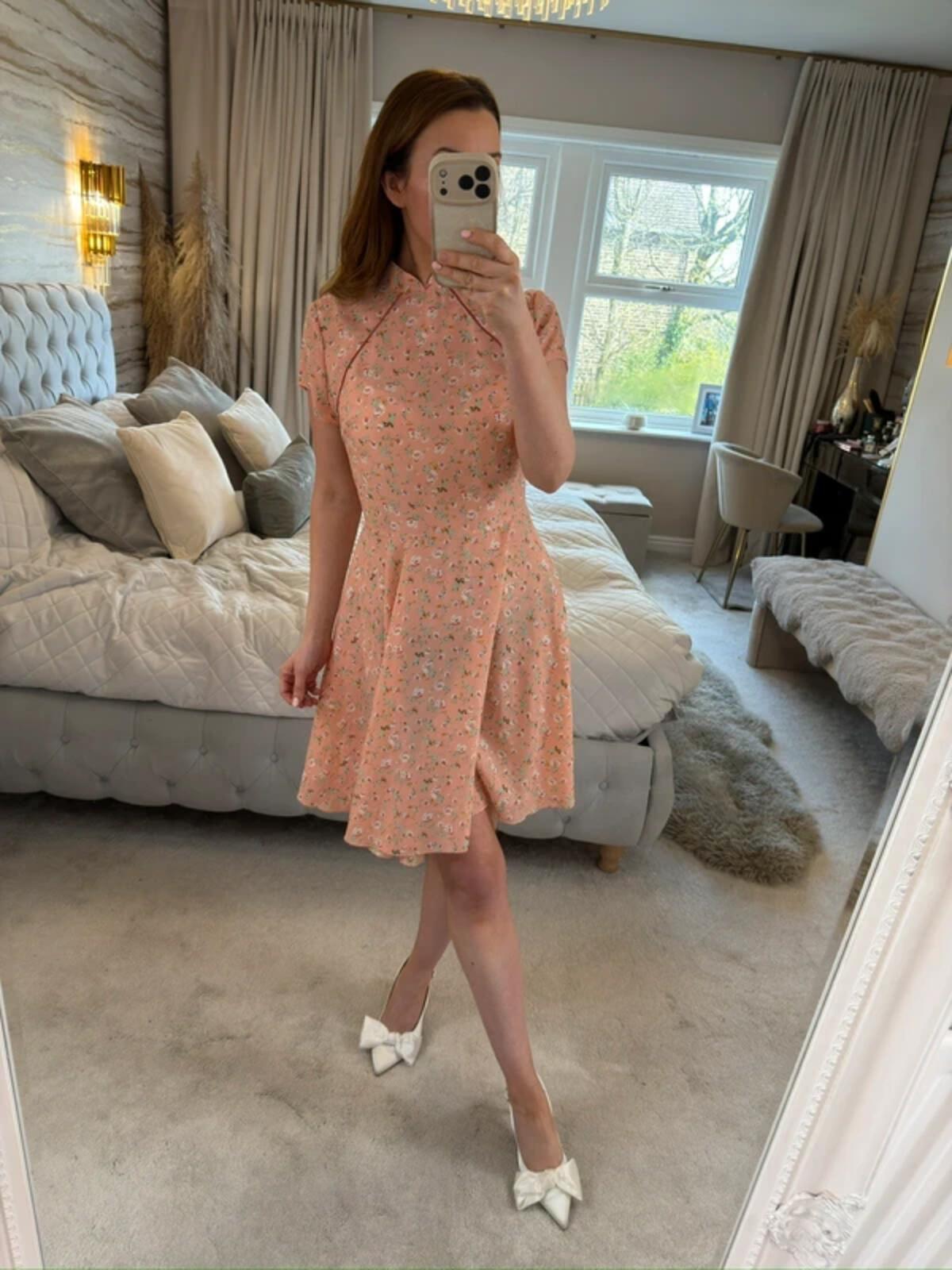 H&D Pink Floral Oriental Dress Large