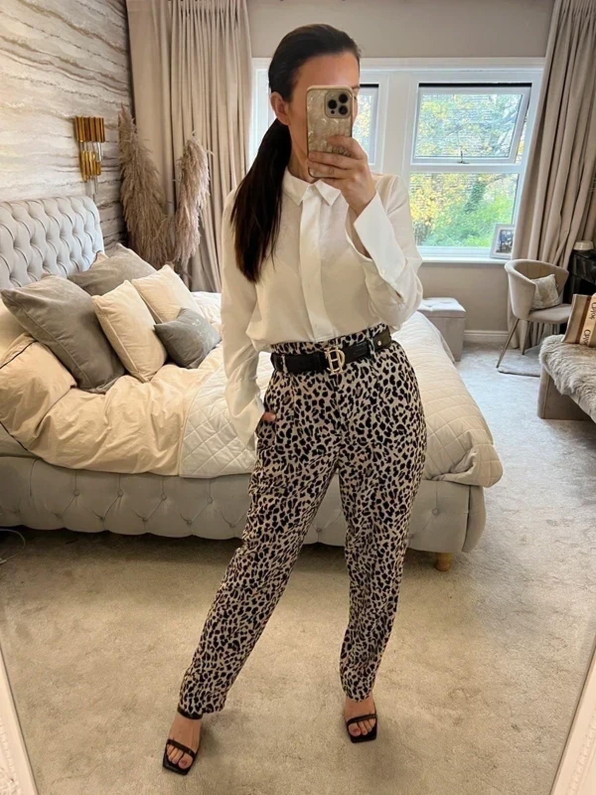 Zara Animal Print High Waisted Trousers Small
