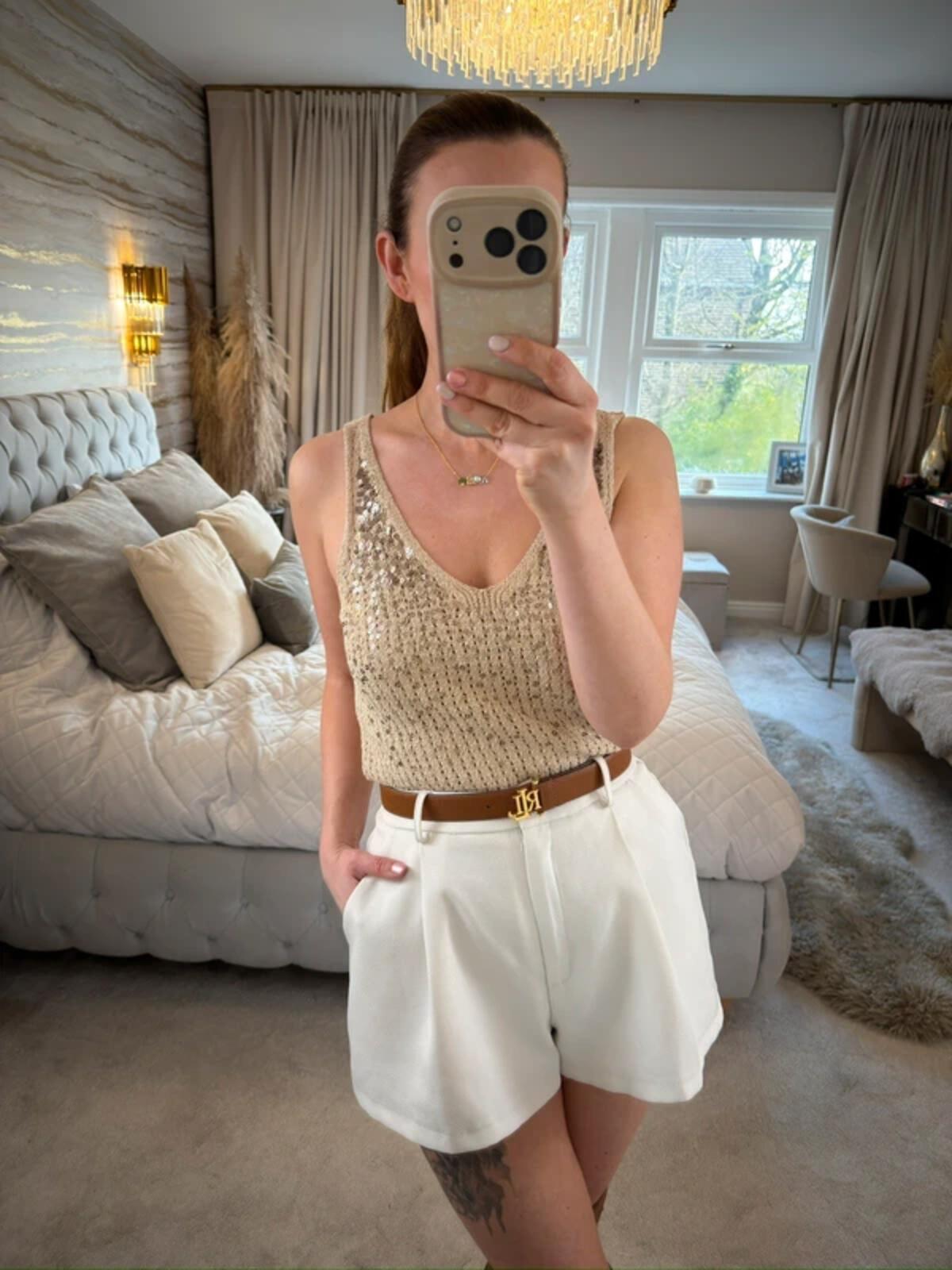 River Island Gold Metallic Sequin Knitted Top 12