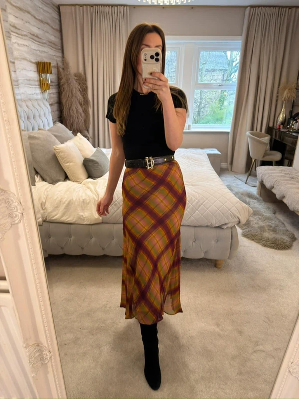 BNWT Zara Tartan Midi Skirt Small