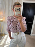 River Island Light Pink Frill Sheer Blouse 10