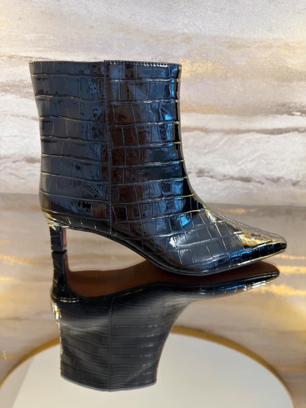 River Island Black Patent Croc Ankle Boots 4