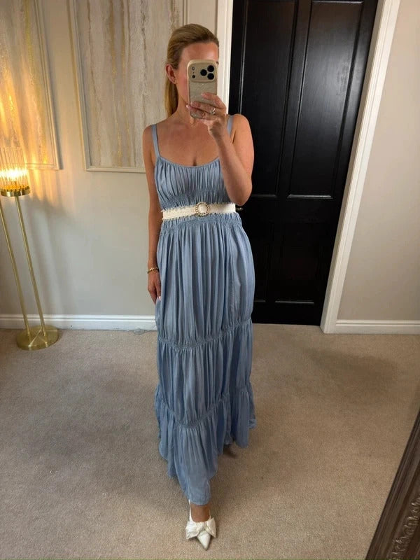 M&S Light Blue Relaxed Maxi Dress 8