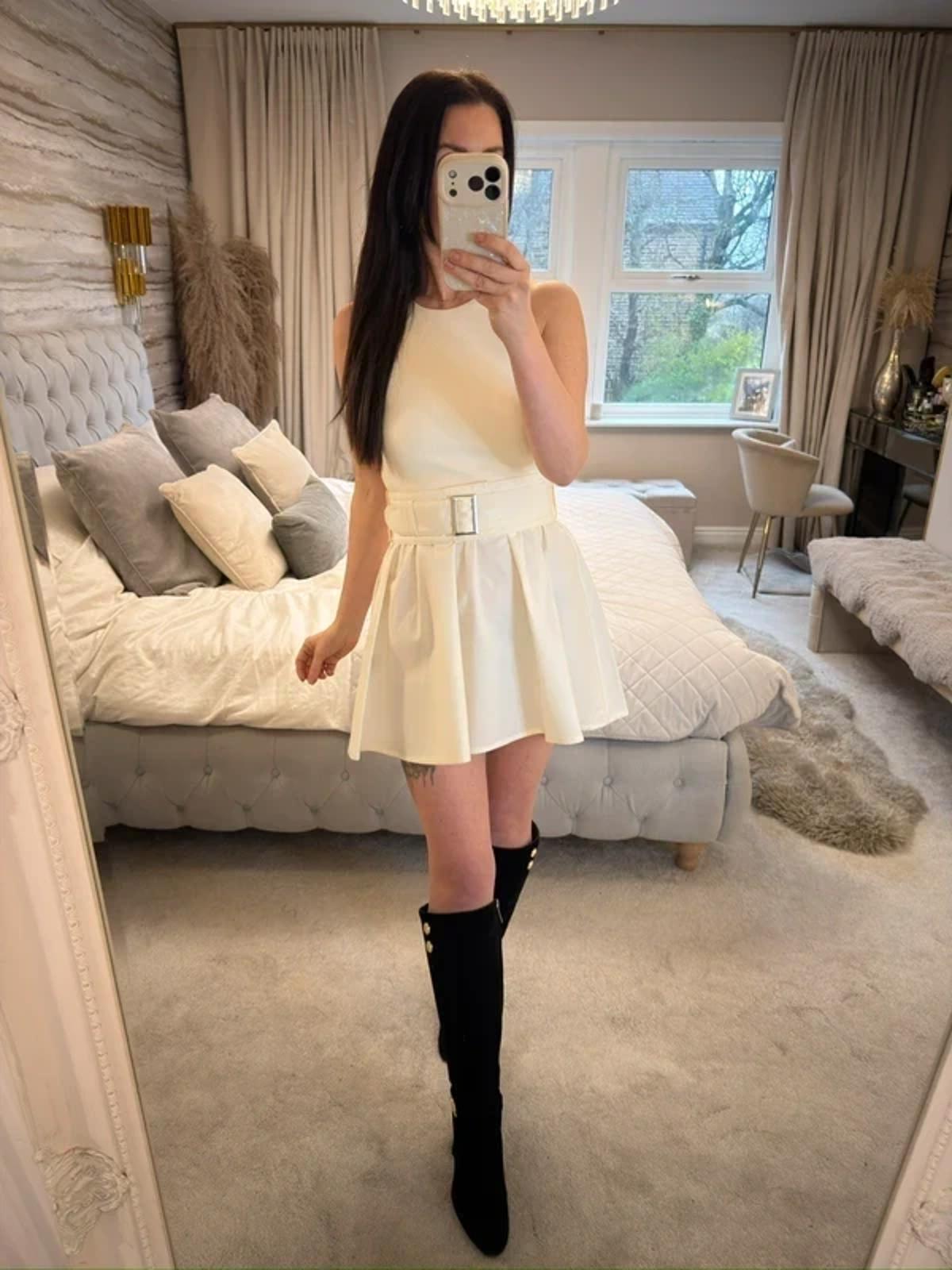 BNWT Cream Zara Belted Mini Dress Medium