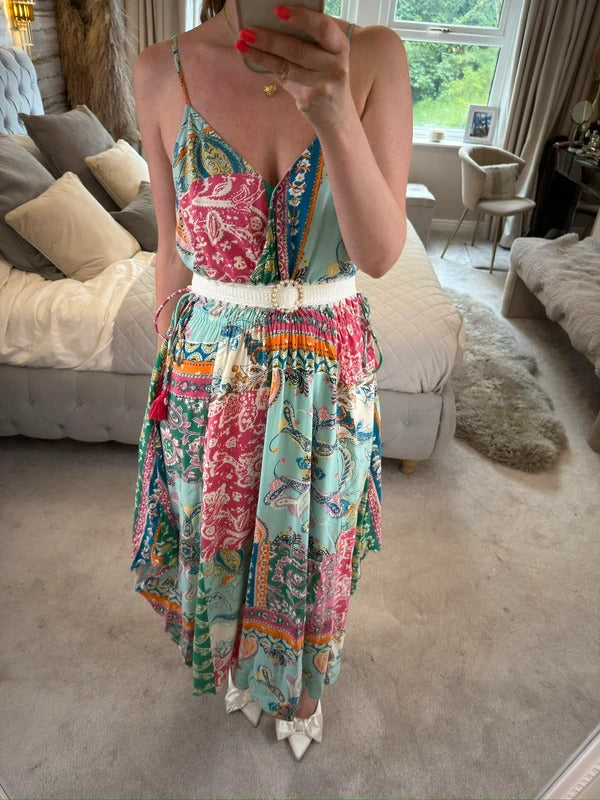 Monsoon Multicoloured Paisley Midi Dress Medium