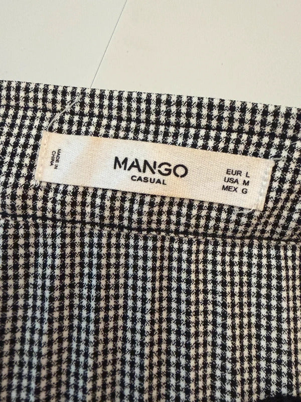 Mango Black & White Check Pleated Midi Skirt 12