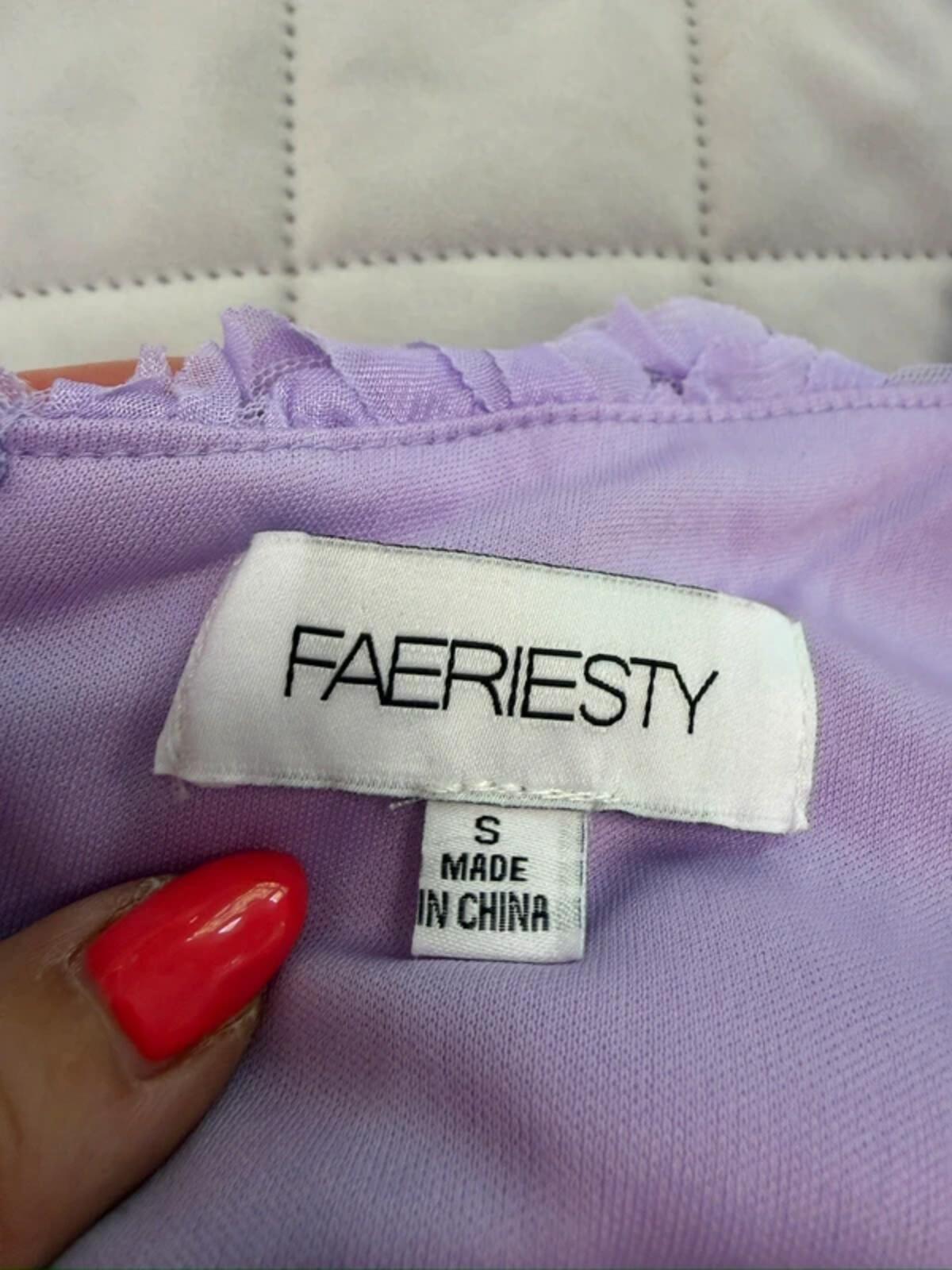 Faeriesty Lilac 3D Floral Petal Mini Dress Small