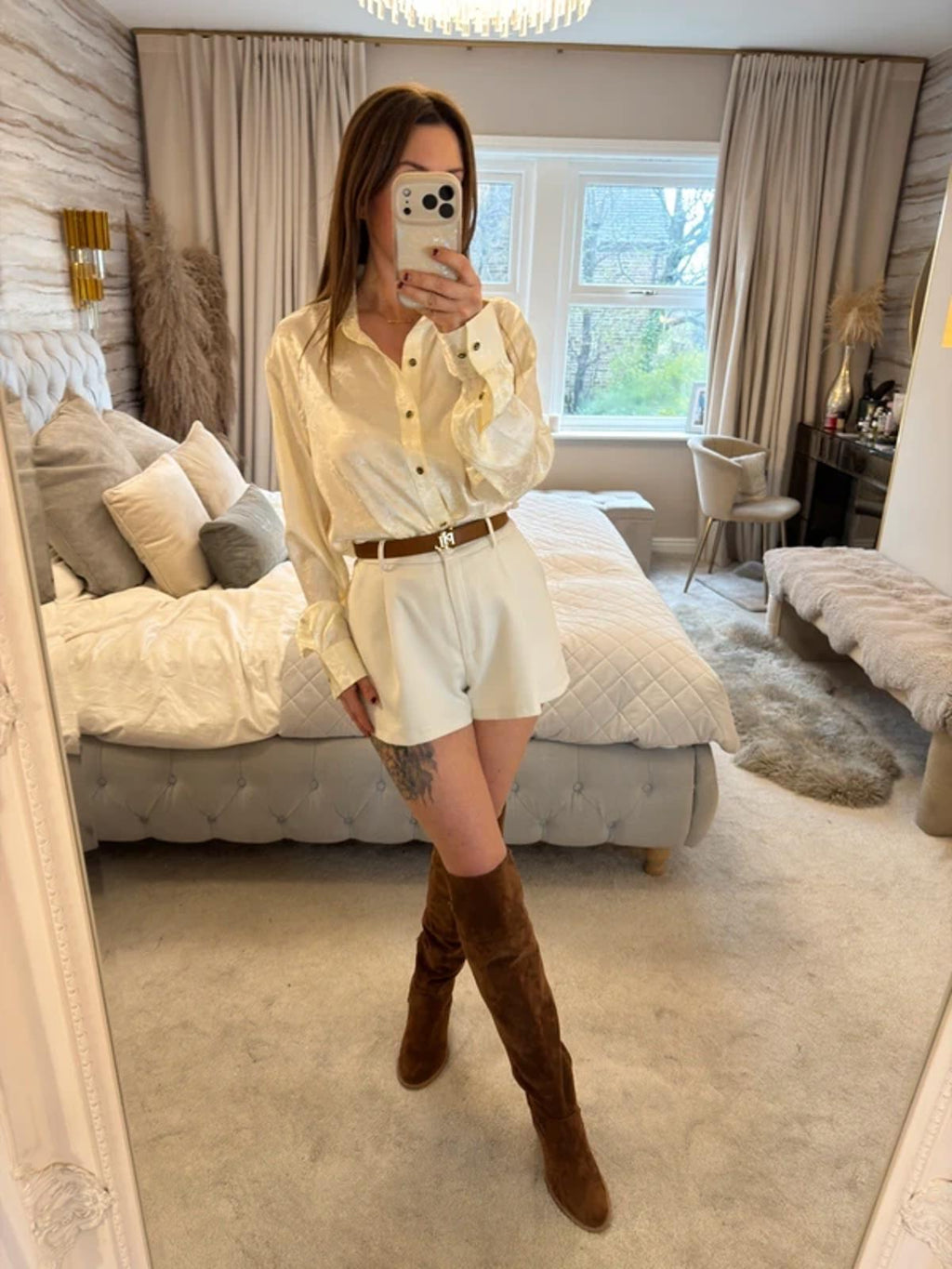 BNWT Cream Floral Satin Shirt Small