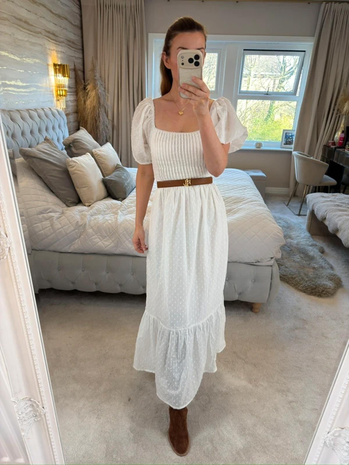 BNWT Asos White Dobby Dress XS