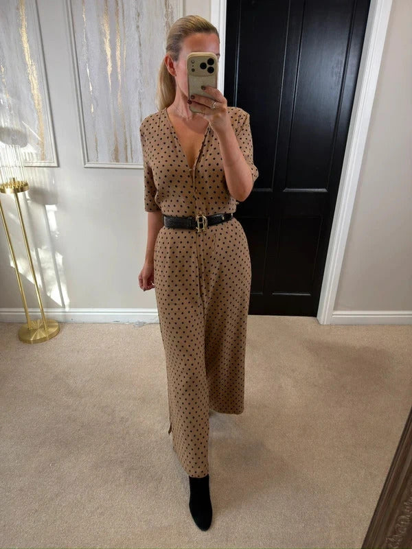 Jigsaw Beige & Black Polka Dot Jumpsuit 12
