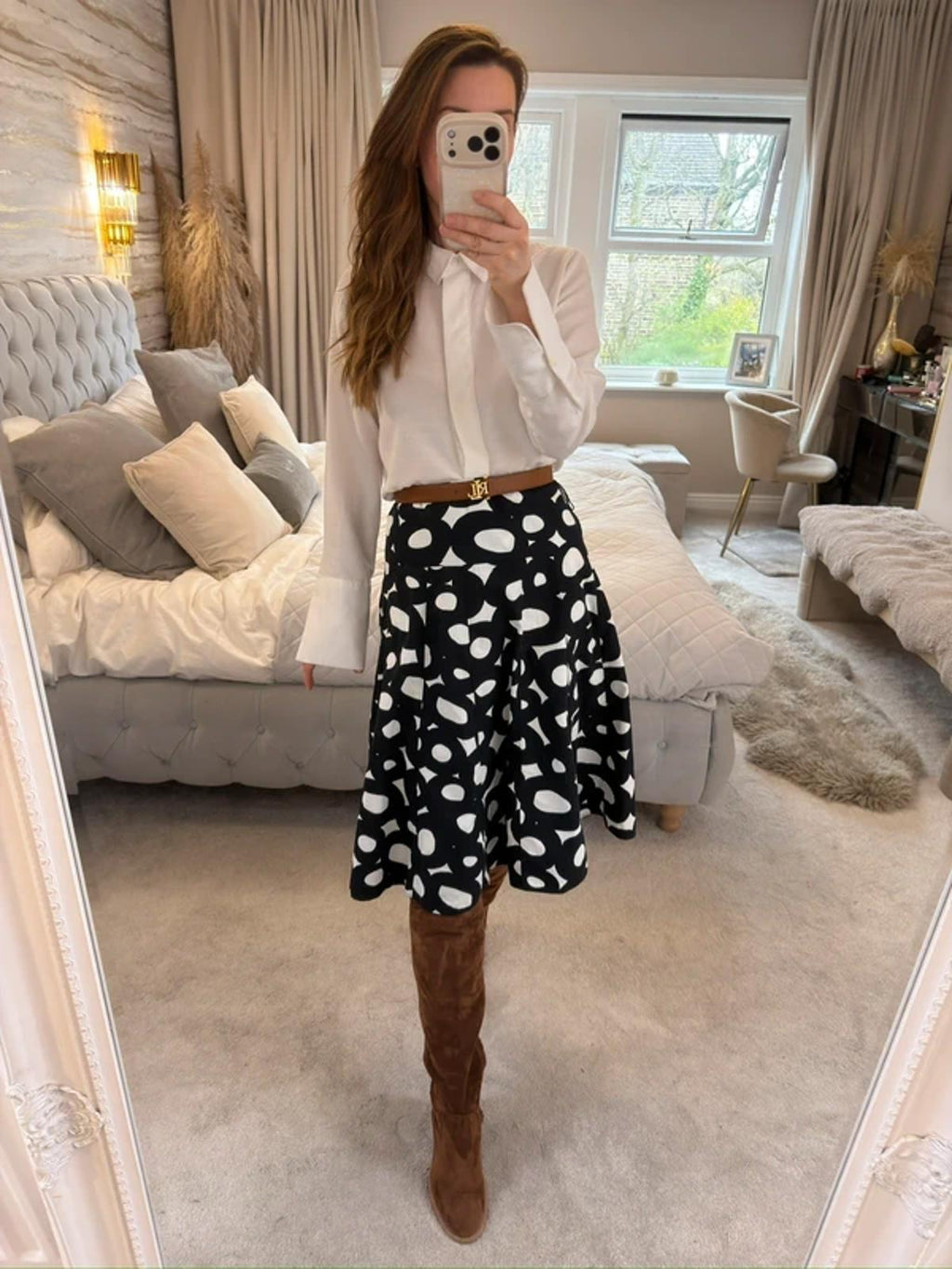 M&S Black & White Skirt 12