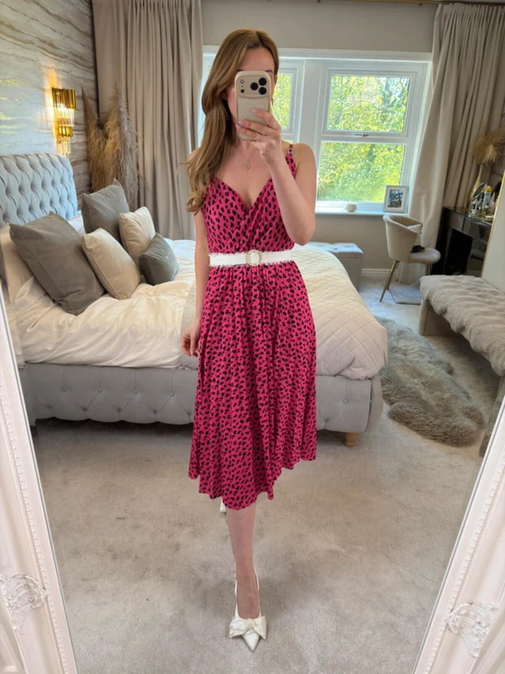 River Island Pink Pleated Diamanté Midi Dress 12