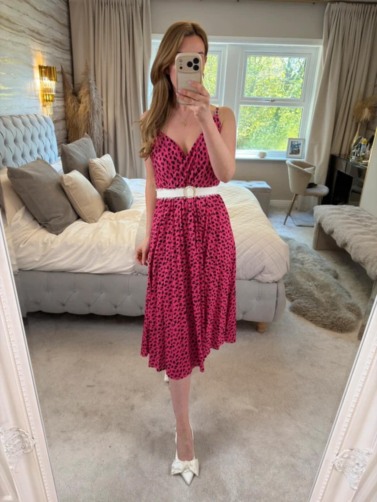 River Island Pink Pleated Diamanté Midi Dress 12