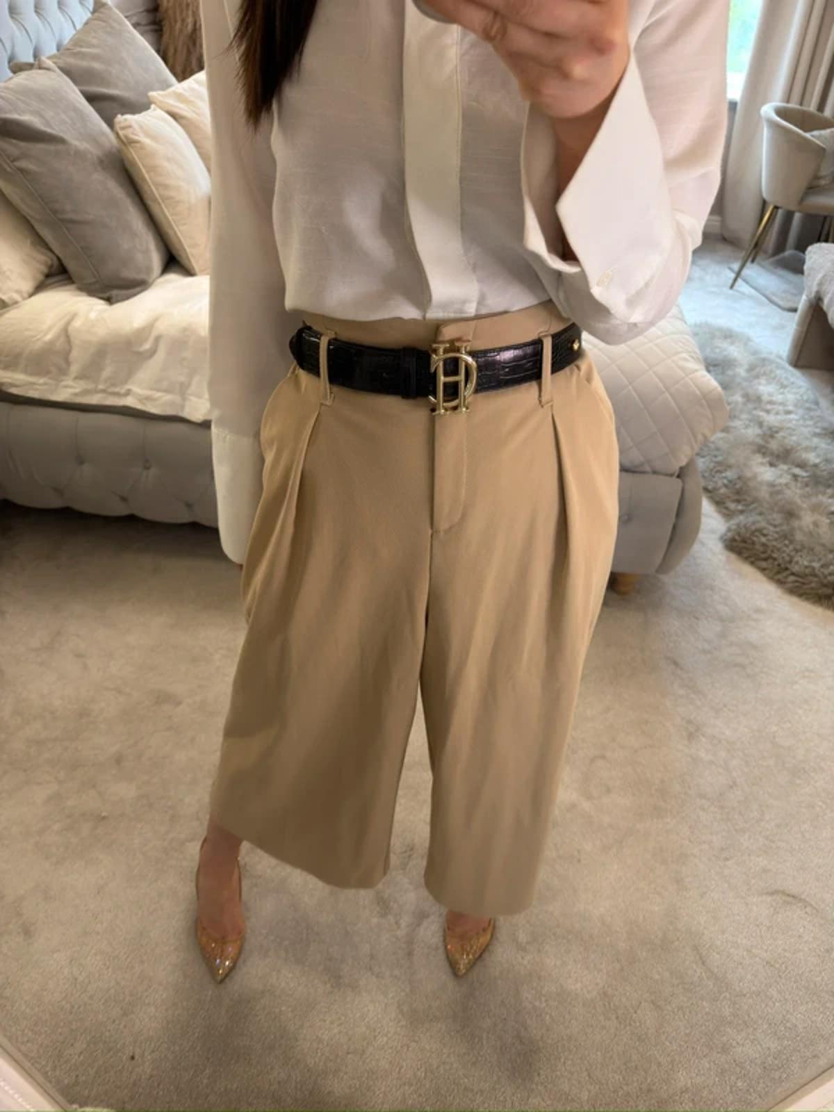 River Island Beige Cropped Wide Leg Trouser 14