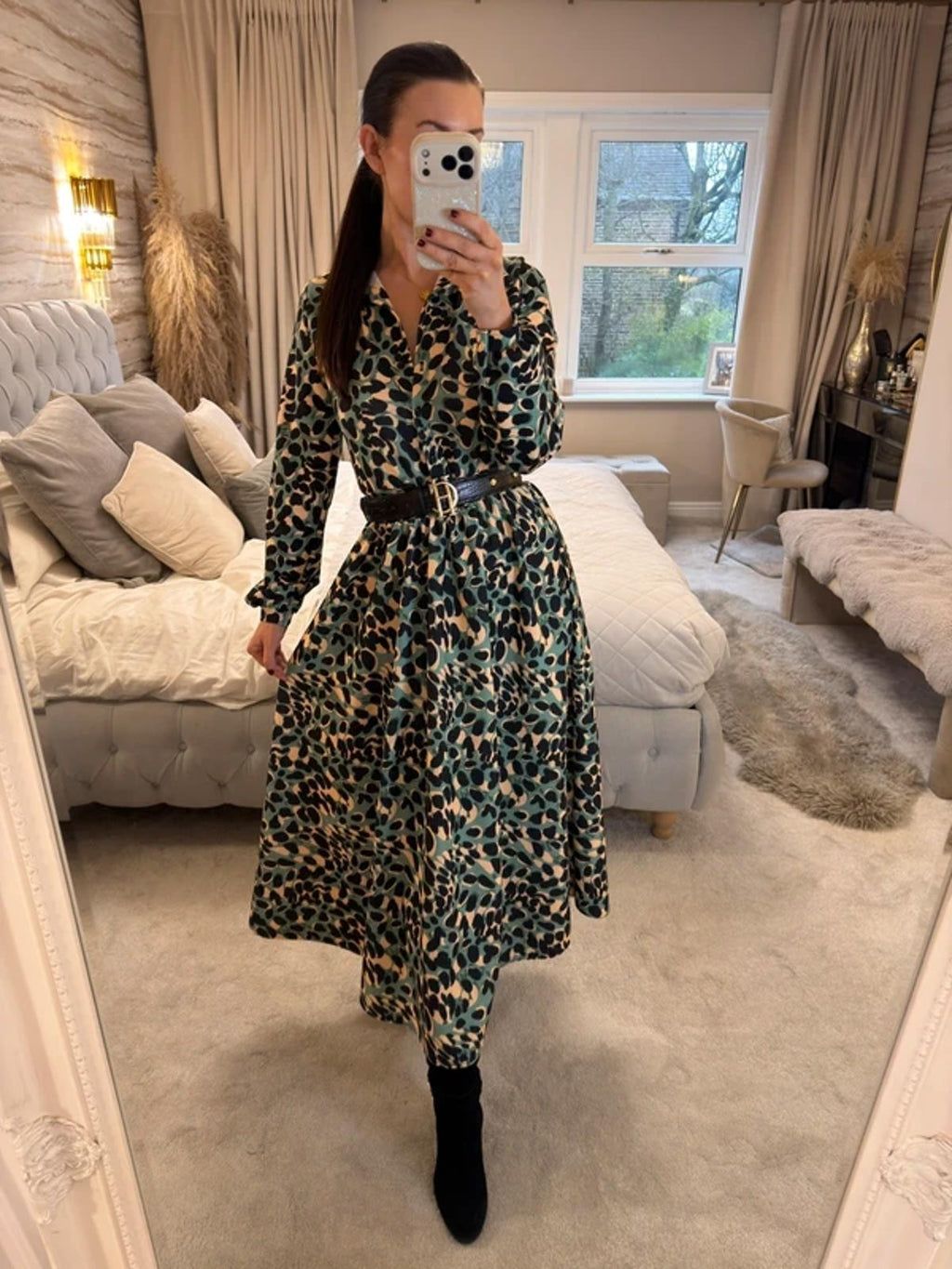 Green Belted Midi Dress 8