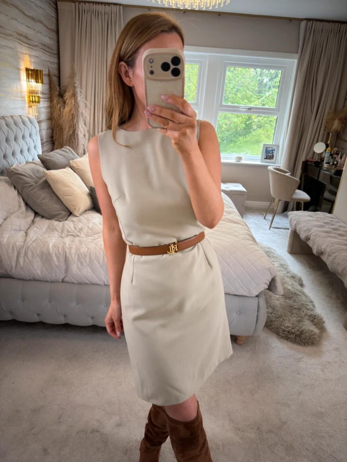 Vintage M&S Light Beige Dress 10