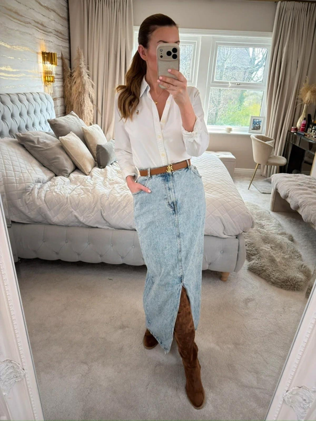 ASOS Light Denim Midaxi Skirt 18