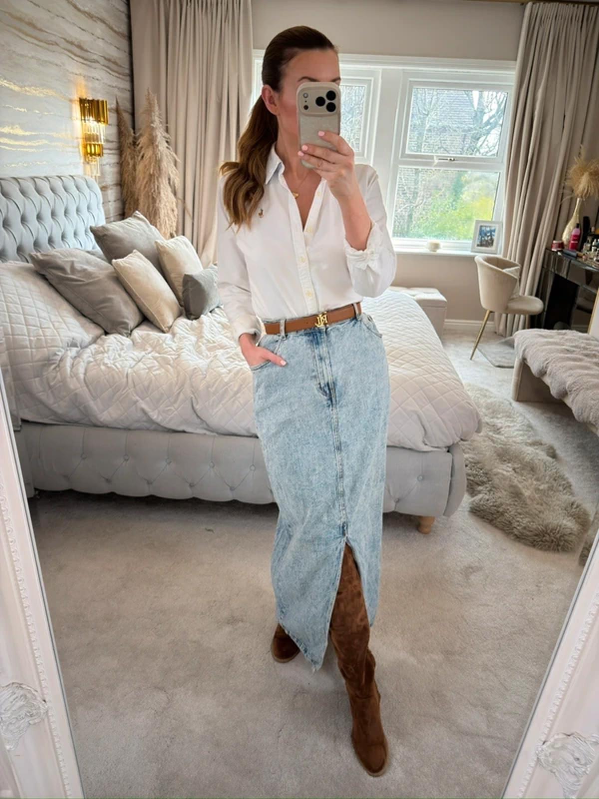 ASOS Light Denim Midaxi Skirt 18