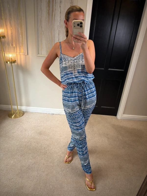 Monsoon Blue & White Embellished Jumpsuit 10