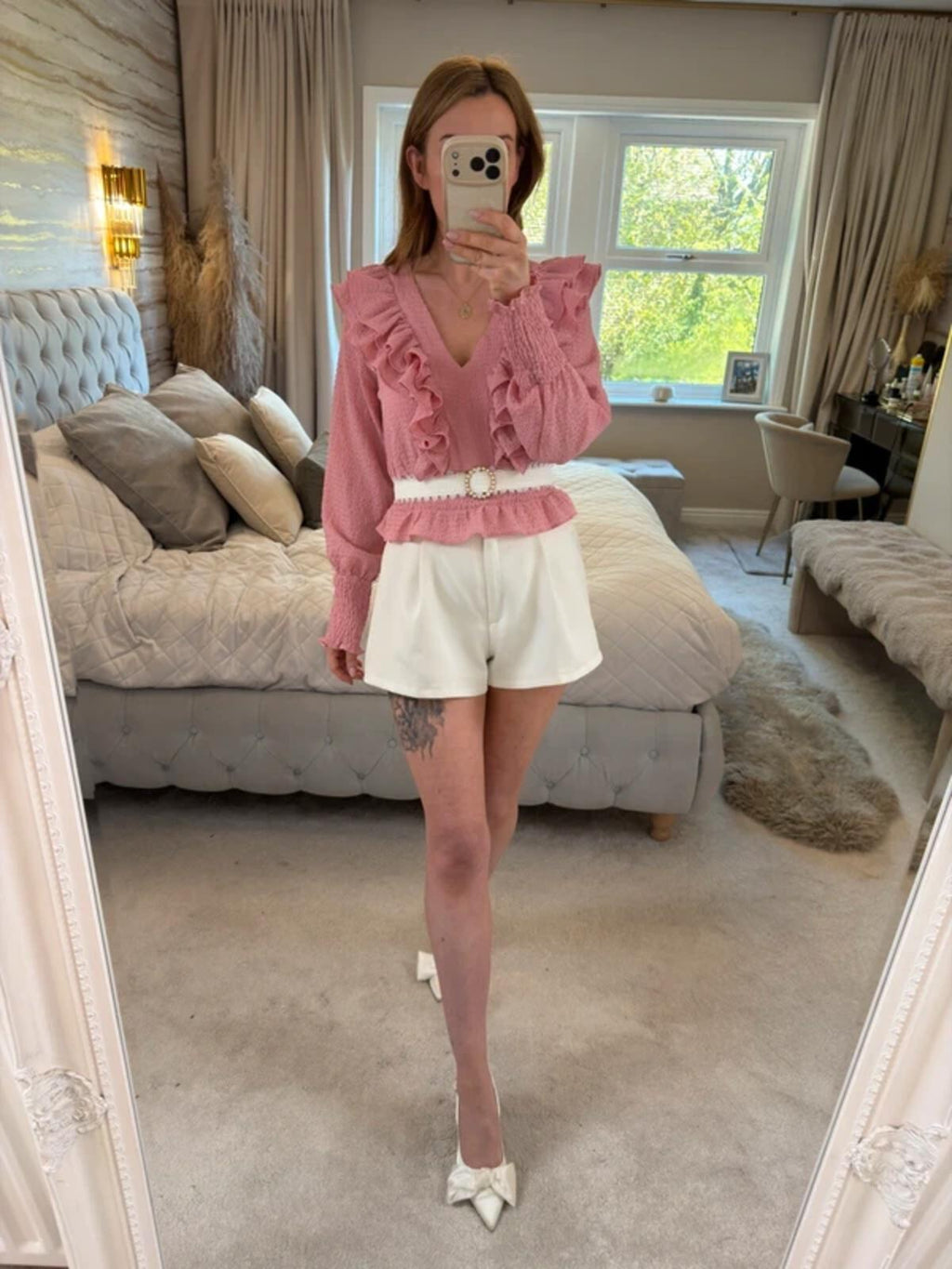 Oasis Pink Frill Blouse 6
