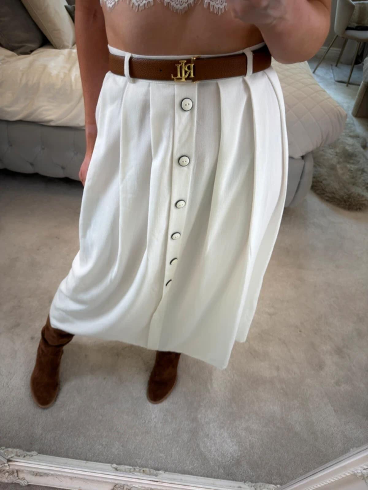 Vintage C&A White Midi Skirt Small