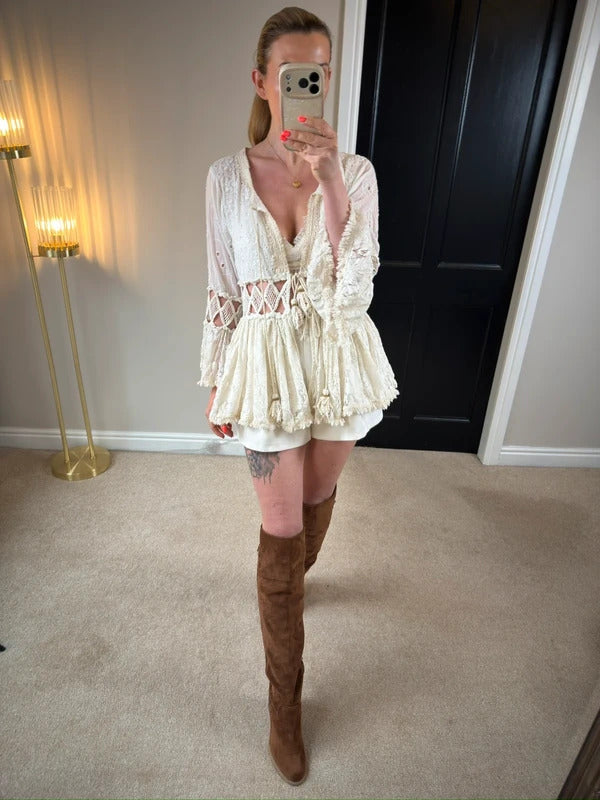 Gipsy Queen Cream Boho Cardigan One Size