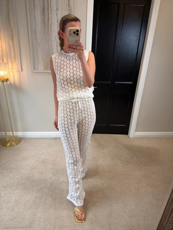 Vita Grace White Sheer Lace Co Ord One Size