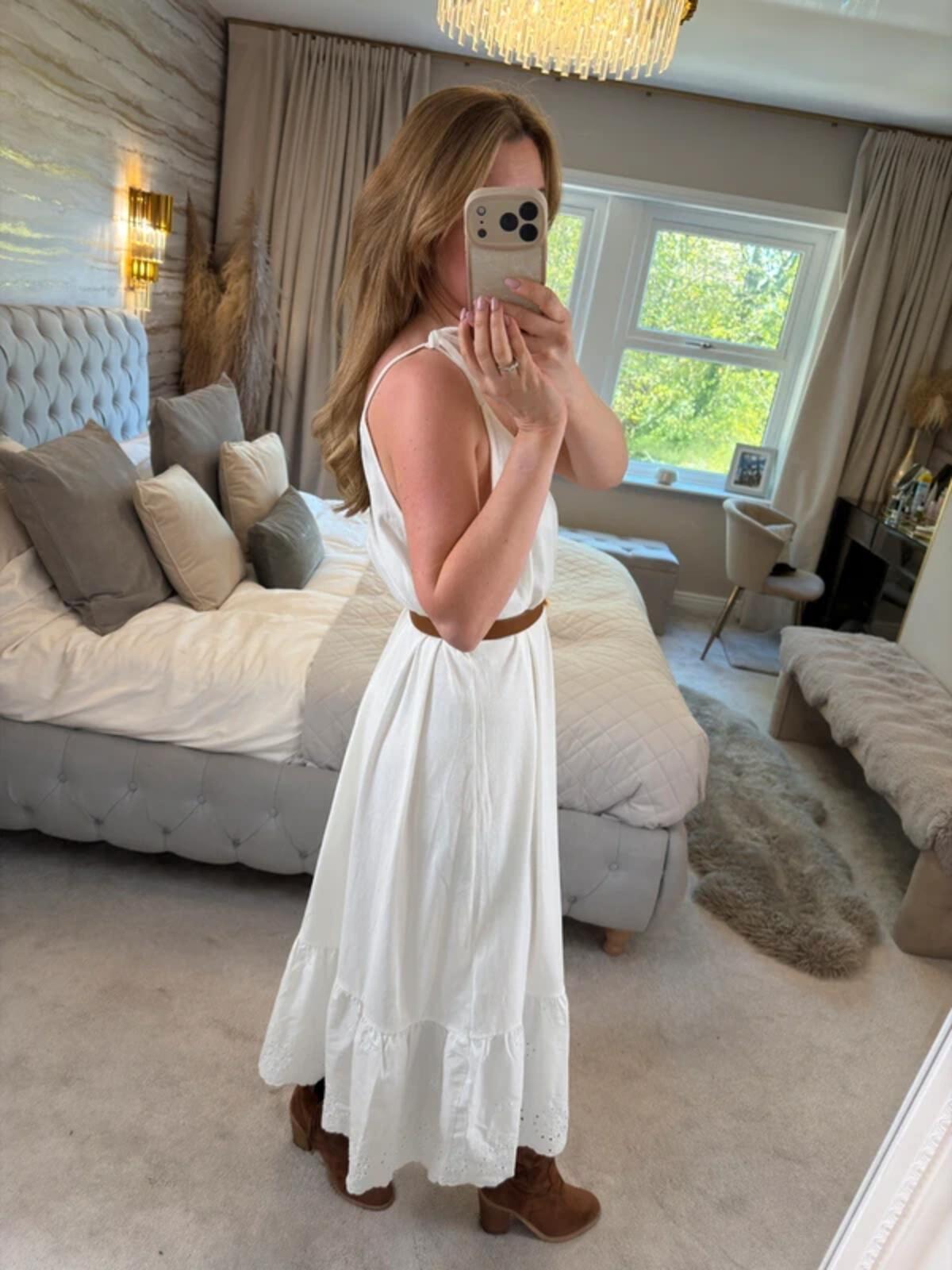 BNWT Next White 100% Cotton Broderie Anglaise Midi Dress 12