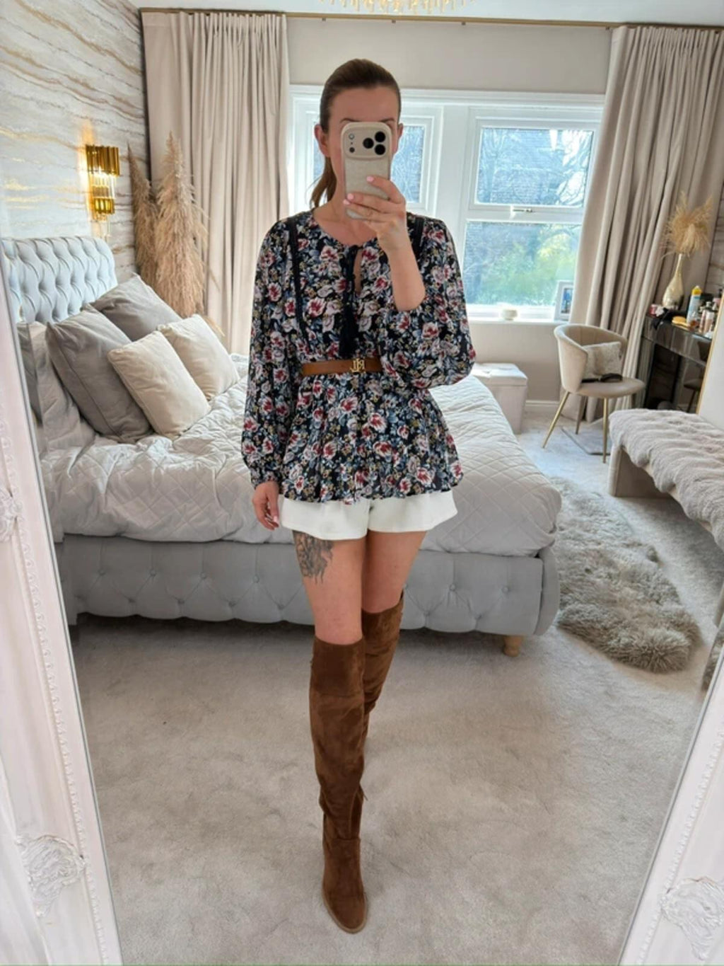 QED London Navy Floral Boho Blouse 10