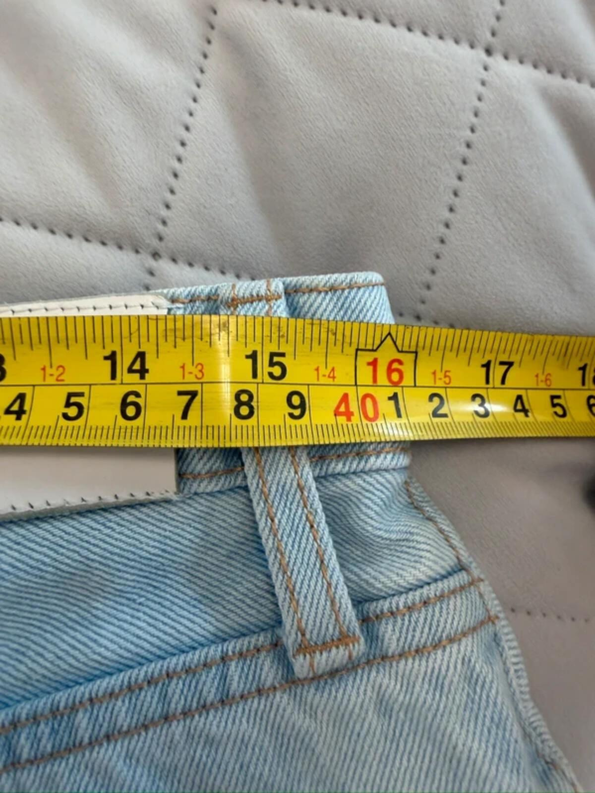 Mango Light Blue Raw Hem Denim Shorts 12