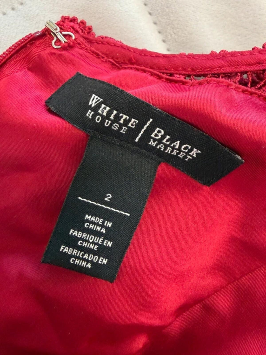 White House Black Market Red Lace Dress Small