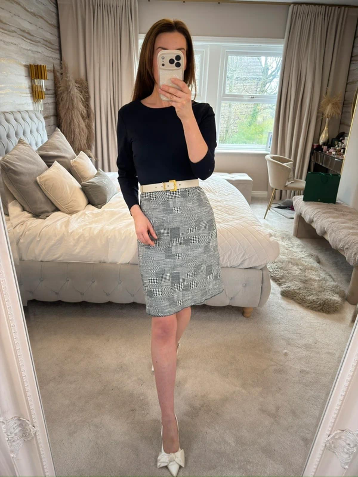 Hobbs Navy Dogtooth Print Dress 6