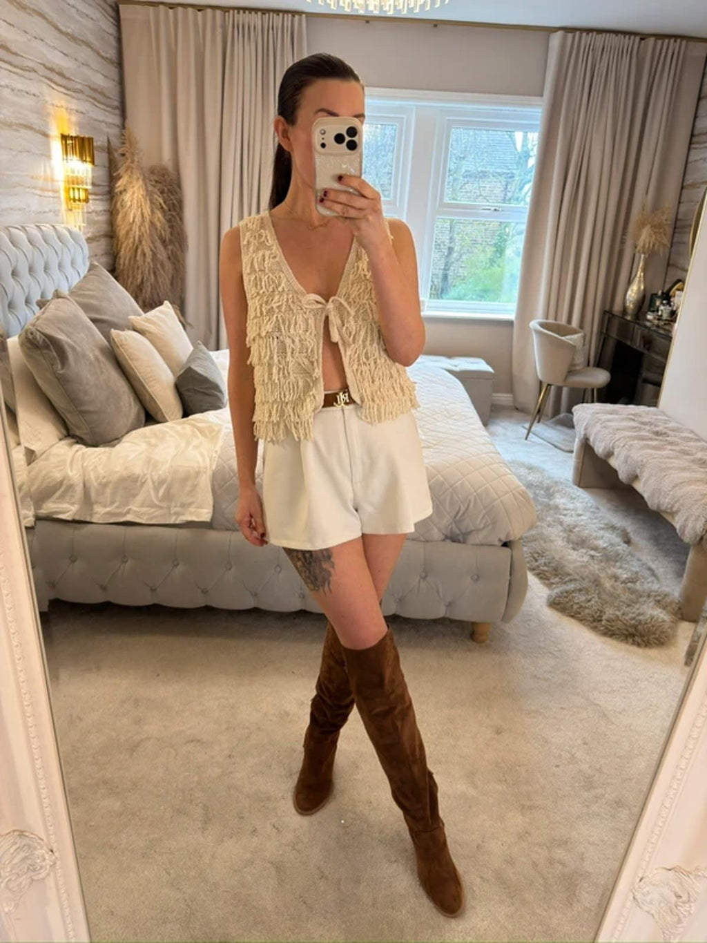 Cream Shaggy Boho Waistcoat 8