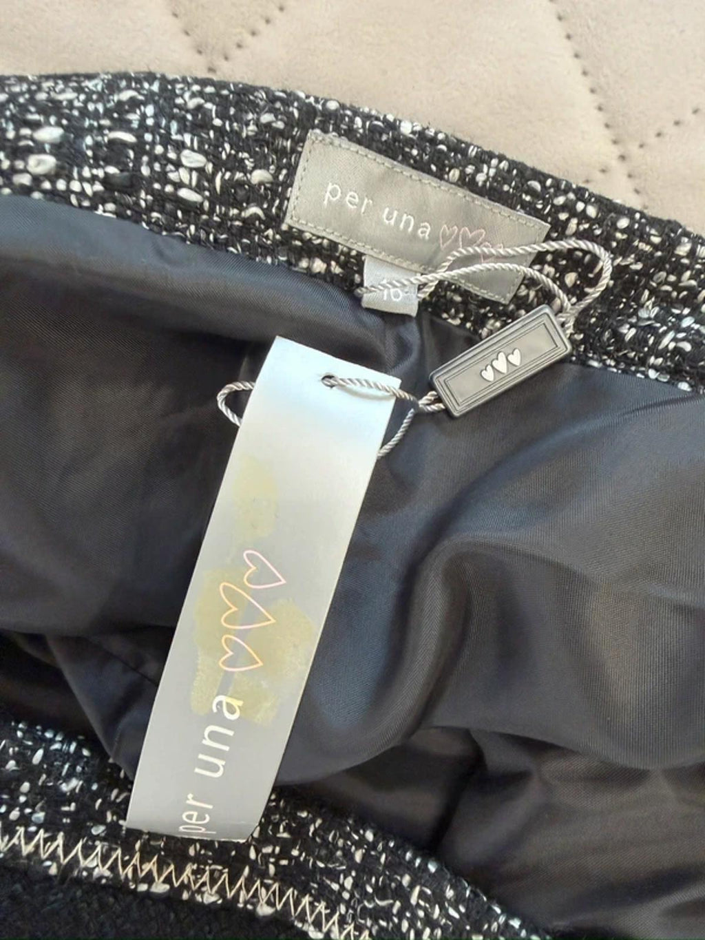 BNWT Per Una Black & White Tweed Style A Line Skirt 16