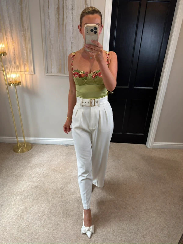BNWT Princess Polly Green Satin Floral Bralette 6