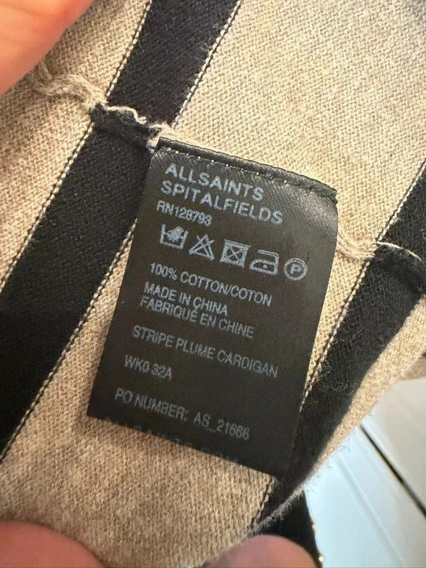 Y2K AllSaints Beige & Black Stripe Cardigan 8