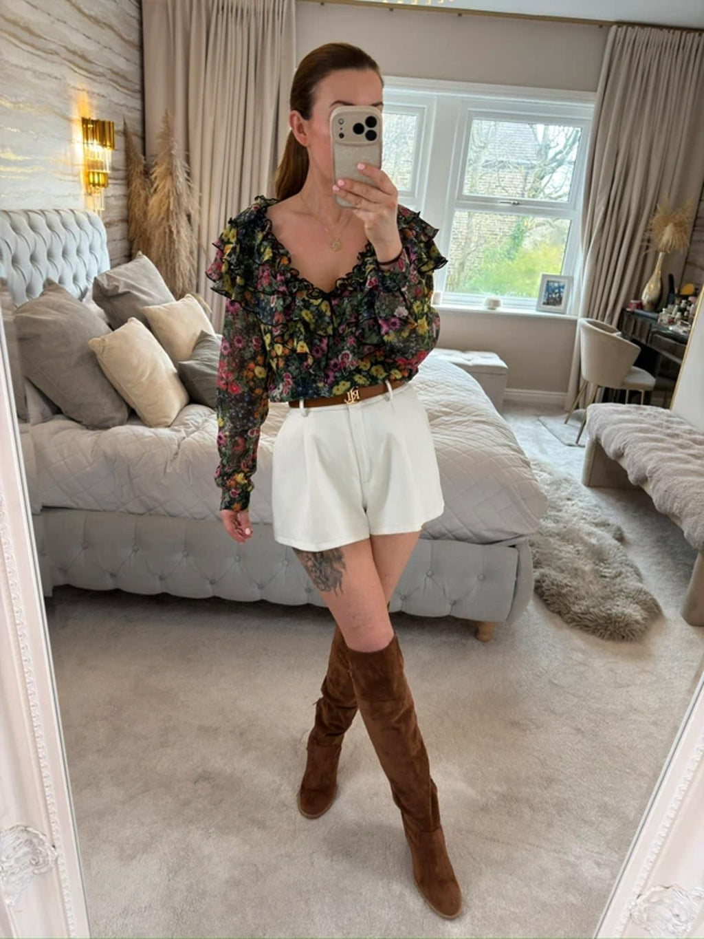 Ted Baker Multicoloured Floral Frill Blouse 10