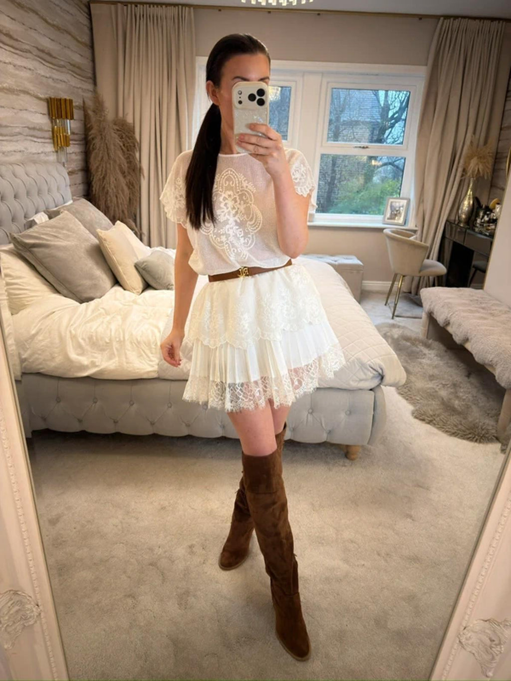 V by Very White Sheer Boho Top One Size