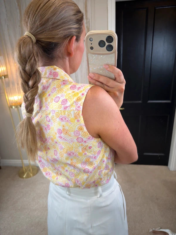 Lands End Paisley Print Sleeveless Blouse 8