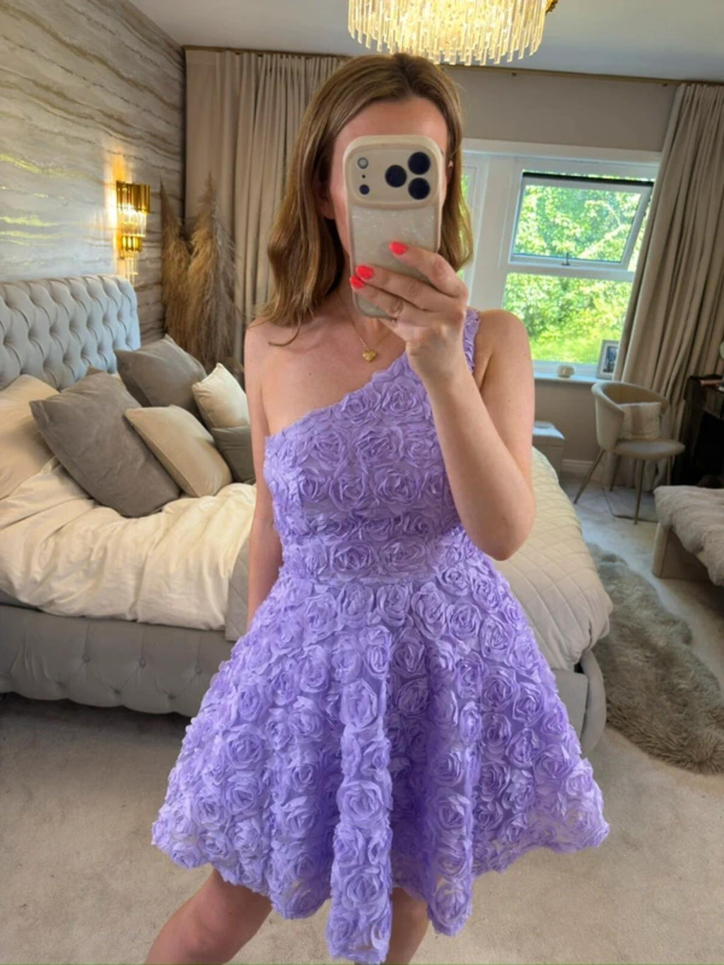 Faeriesty Lilac 3D Floral Petal Mini Dress Small