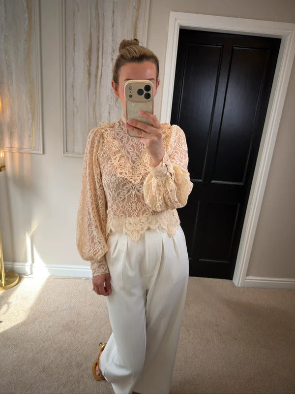 BNWT Miss Selfridge Cream Lace Blouse 8