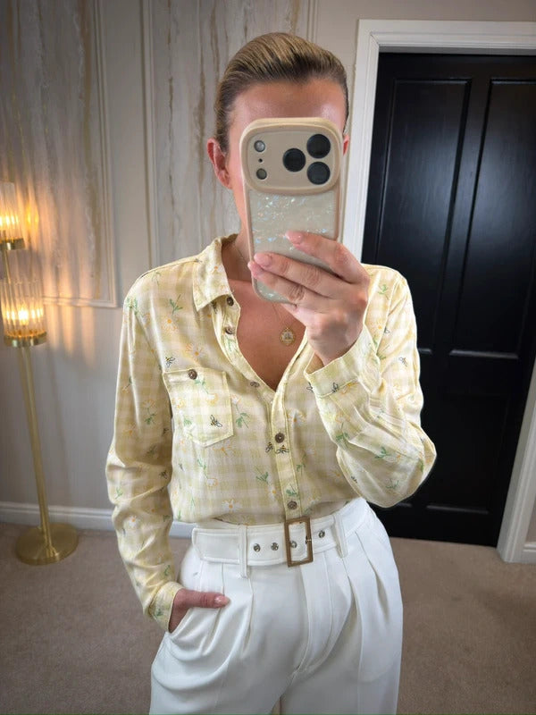 Country Rose Daisy Print Gingham Shirt 10