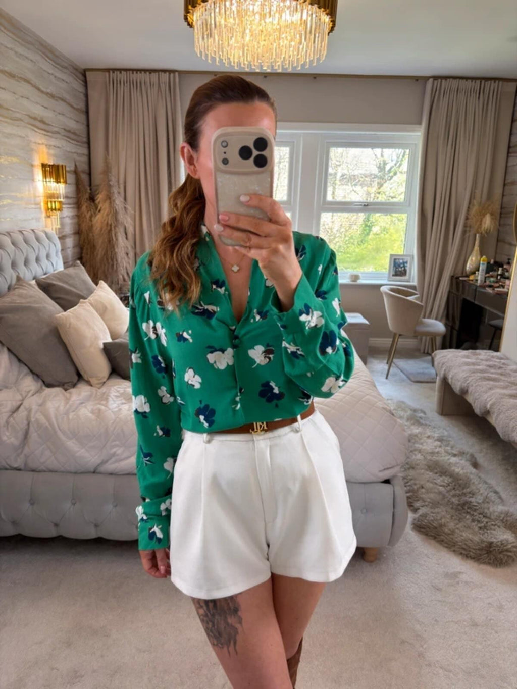 Monsoon Green Floral Blouse 16