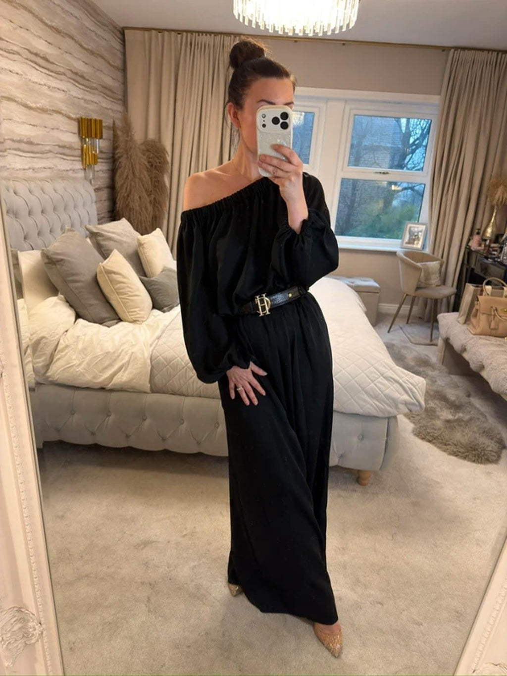 Kevan Jon Black Wide Leg Jumpsuit Small