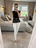 Eci New York Black Lace Frill Blouse 6