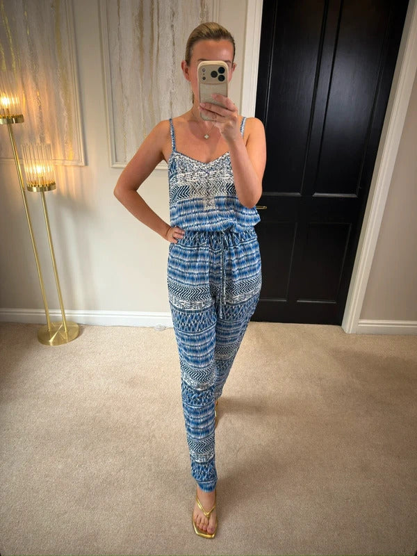 Monsoon Blue & White Embellished Jumpsuit 10